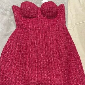 Aqua Strapless Textured Red Dress